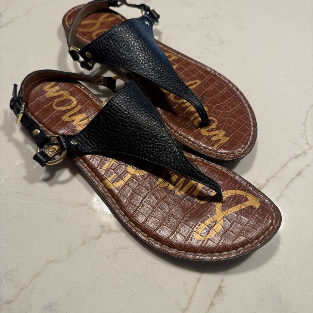 Sam Edelman Black and Brown Textured Sandals
